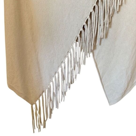 NEW Lovestitch Ecru Drape Neck Fringed Wrap Sweater Sz L Boho, Classic NWT - Picture 4 of 13